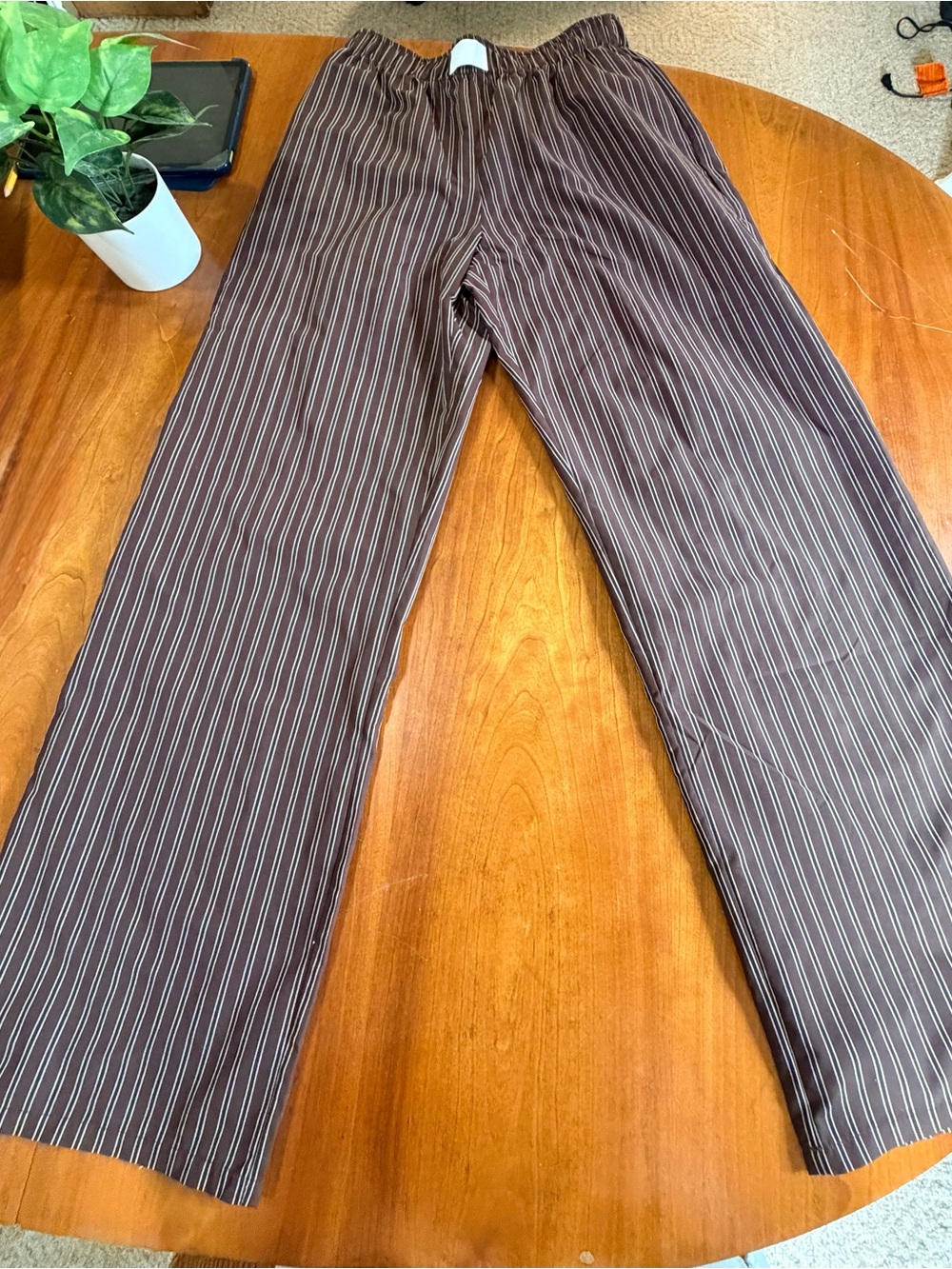 Woman's Brown Pinstripe Lounge Pants